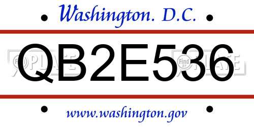 QB2E536 District Of Columbia License Plate