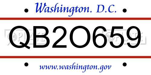 QB2O659 District Of Columbia License Plate
