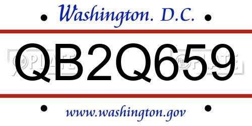QB2Q659 District Of Columbia License Plate