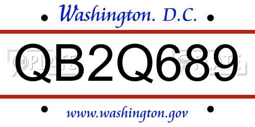QB2Q689 District Of Columbia License Plate