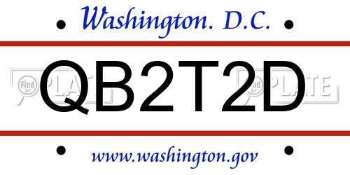 QB2T2D District Of Columbia License Plate