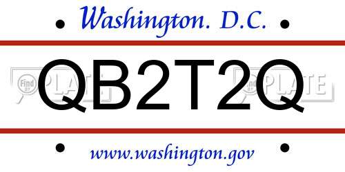 QB2T2Q District Of Columbia License Plate