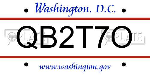 QB2T7O District Of Columbia License Plate