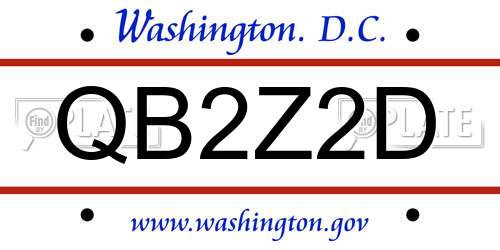 QB2Z2D District Of Columbia License Plate