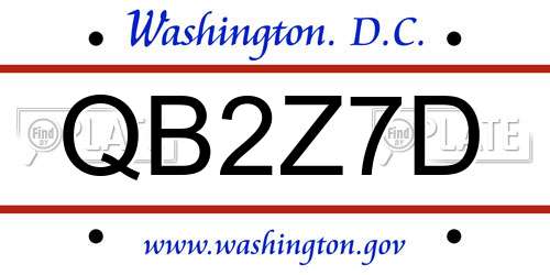 QB2Z7D District Of Columbia License Plate