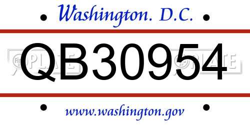 QB30954 District Of Columbia License Plate