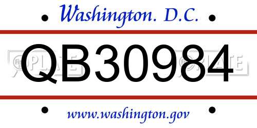 QB30984 District Of Columbia License Plate