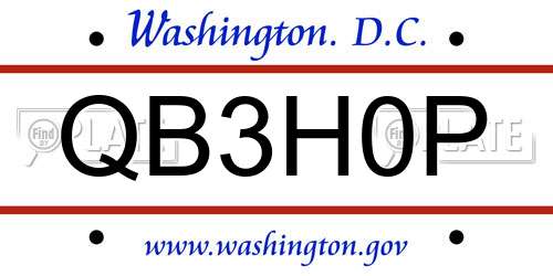 QB3H0P District Of Columbia License Plate