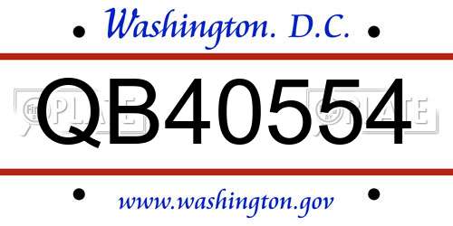 QB40554 District Of Columbia License Plate