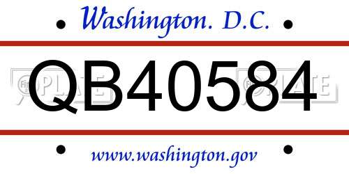 QB40584 District Of Columbia License Plate