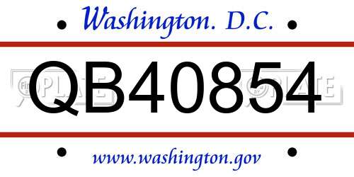 QB40854 District Of Columbia License Plate