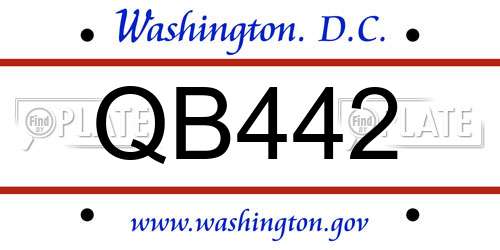 QB442 District Of Columbia License Plate