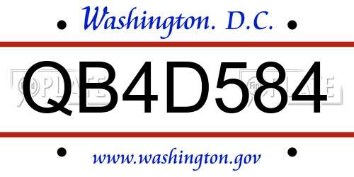 QB4D584 District Of Columbia License Plate