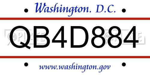QB4D884 District Of Columbia License Plate