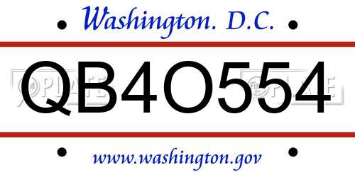 QB4O554 District Of Columbia License Plate