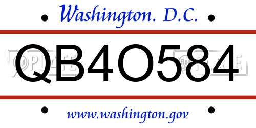 QB4O584 District Of Columbia License Plate