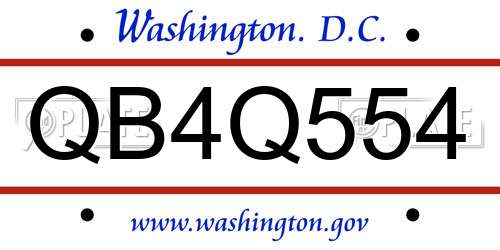 QB4Q554 District Of Columbia License Plate