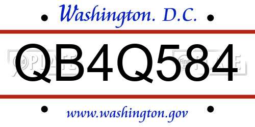 QB4Q584 District Of Columbia License Plate