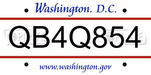 QB4Q854 District Of Columbia License Plate