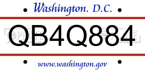 QB4Q884 District Of Columbia License Plate