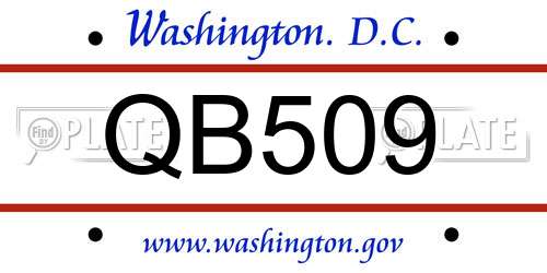 QB509 District Of Columbia License Plate