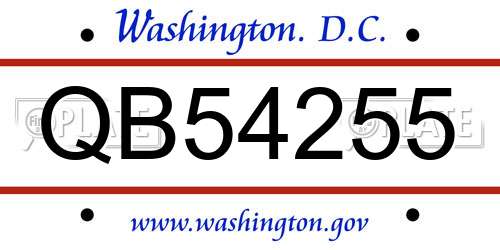 QB54255 District Of Columbia License Plate