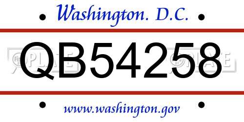 QB54258 District Of Columbia License Plate