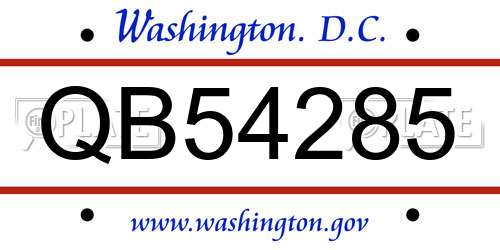 QB54285 District Of Columbia License Plate