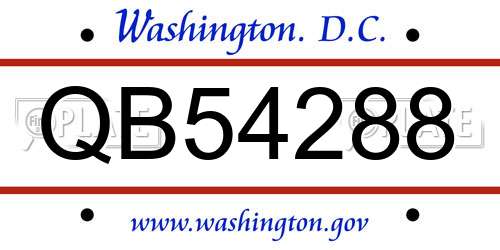 QB54288 District Of Columbia License Plate