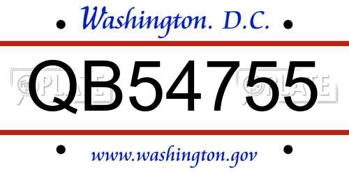 QB54755 District Of Columbia License Plate