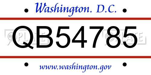 QB54785 District Of Columbia License Plate