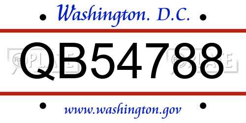 QB54788 District Of Columbia License Plate