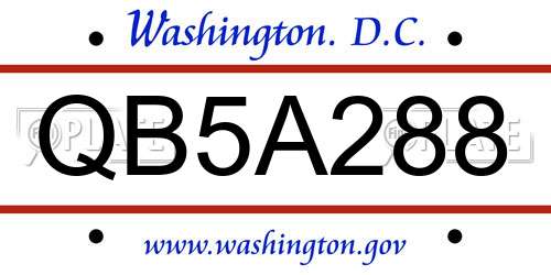 QB5A288 District Of Columbia License Plate