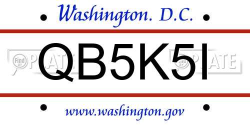 QB5K5I District Of Columbia License Plate
