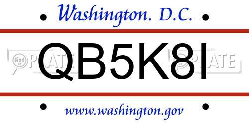 QB5K8I District Of Columbia License Plate
