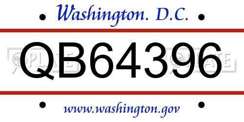 QB64396 District Of Columbia License Plate