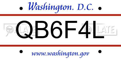QB6F4L District Of Columbia License Plate