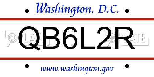 QB6L2R District Of Columbia License Plate