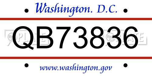 QB73836 District Of Columbia License Plate