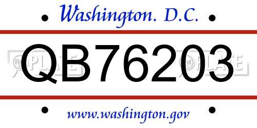 QB76203 District Of Columbia License Plate