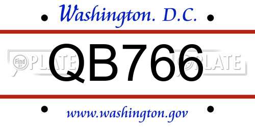 QB766 District Of Columbia License Plate