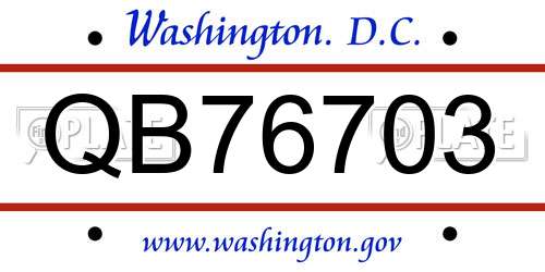 QB76703 District Of Columbia License Plate