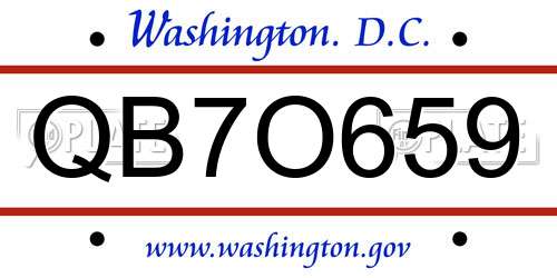 QB7O659 District Of Columbia License Plate
