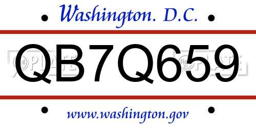 QB7Q659 District Of Columbia License Plate