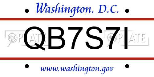 QB7S7I District Of Columbia License Plate
