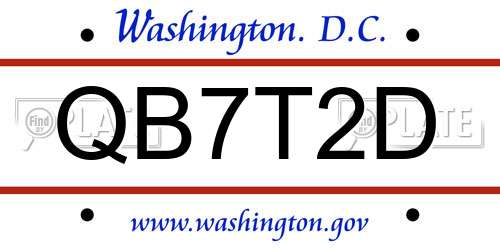 QB7T2D District Of Columbia License Plate