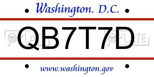 QB7T7D District Of Columbia License Plate