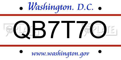 QB7T7O District Of Columbia License Plate