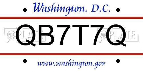 QB7T7Q District Of Columbia License Plate