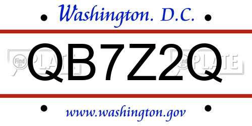 QB7Z2Q District Of Columbia License Plate